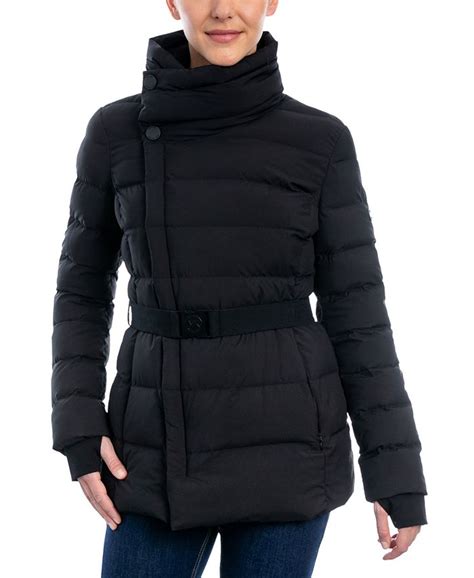 michael michael kors women's asymmetric belted packable down puffer coat|MICHAEL Michael Kors Women's Plus Size Stretch Asymmetrical .